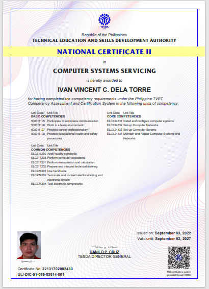 My National Certificate
